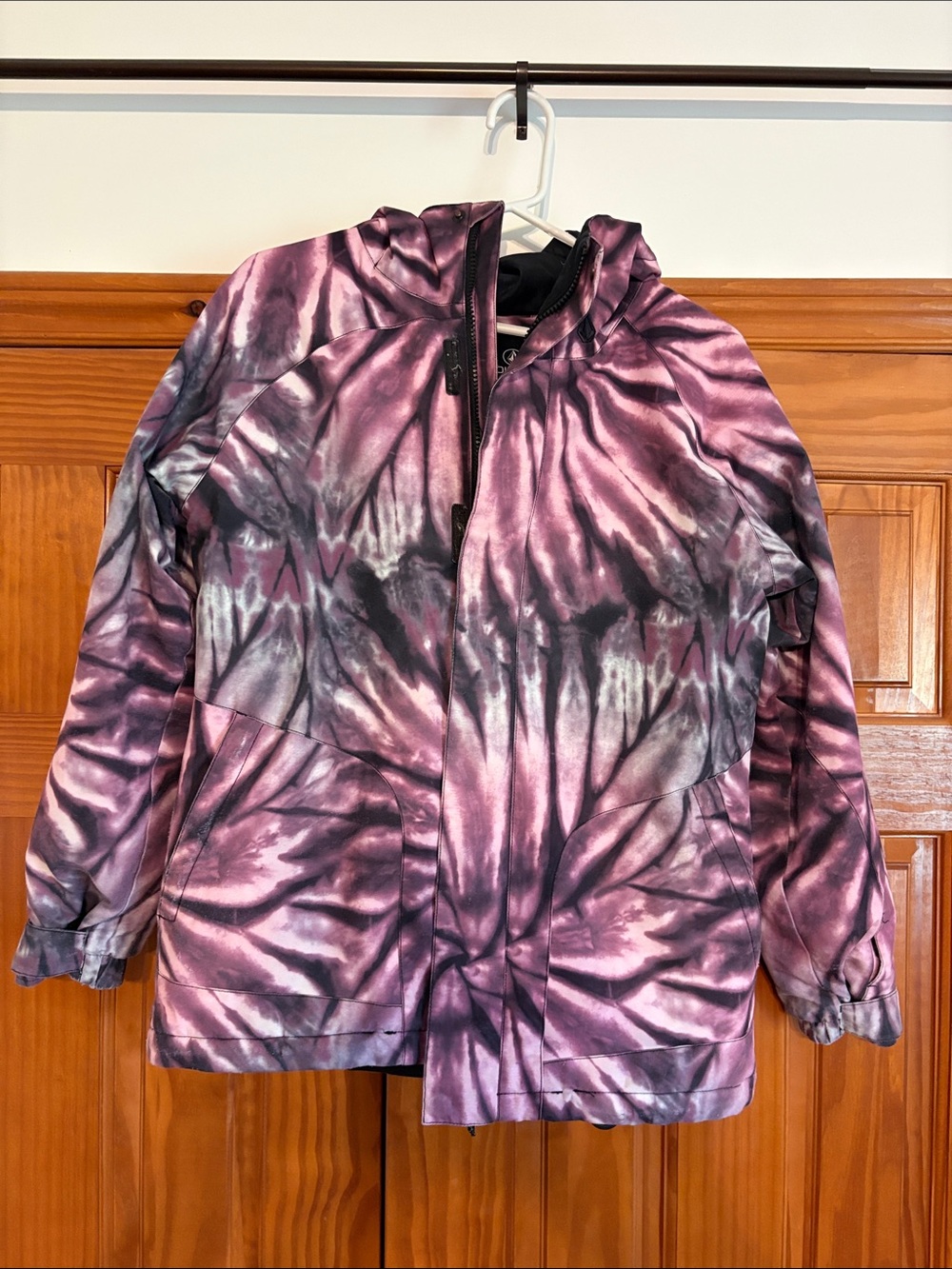 Volcom Purple and Black Tie-Dye Hoodie Jacket